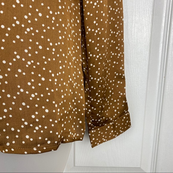 Nasty Gal brown white polka dot button blouse 6 - Picture 4 of 7